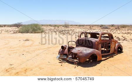Abandoned Car In The Namib Desert