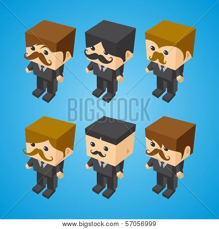 mustache guy isometric art