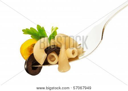 Pasta on fork