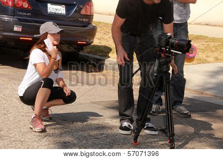 Danielle Harris on the set of 
