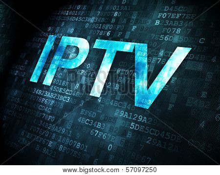 web development concept: IPTV on digital background