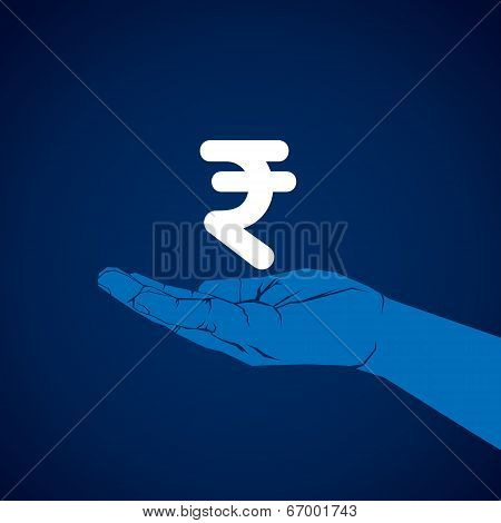 rupee symbol in hand vector