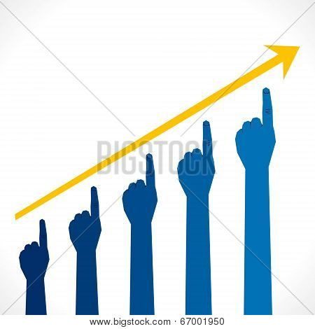 hand business growth graph background vector
