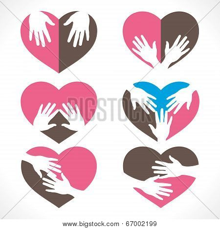 different hand heart shape collection vector