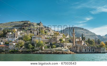 Sunken village in Halfeti Gaziantep Turkey