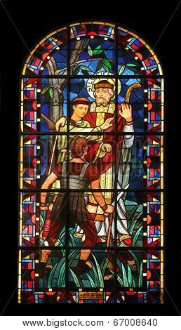 PARIS,FRANCE NOV 07: Saint Lucien, Notre-Dame de Clignancourt church located in the 18th arrondissement of Paris. Completed in 1863. Windows are from the Art Deco period. On Nov 07 in Paris 
