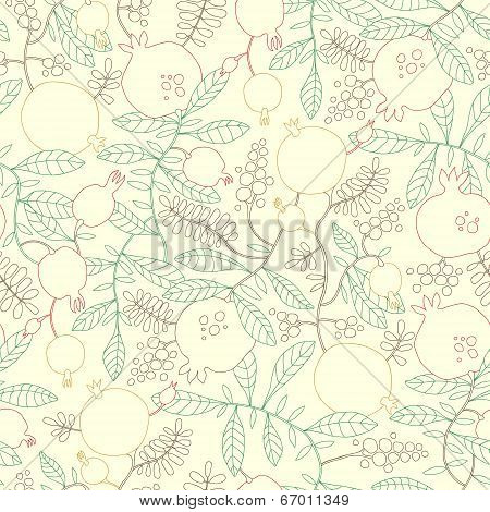 Pattern of linear pomegranate and apple tree