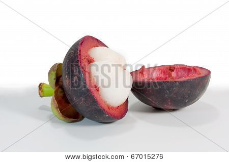 Mangosteen and a white background