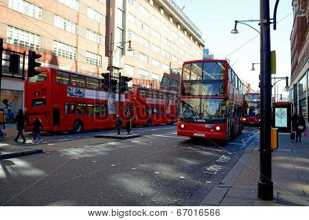 London red buses in Oxford Street London