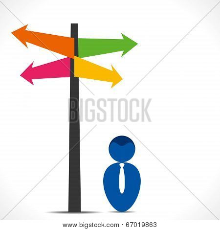 men directional arrow pole