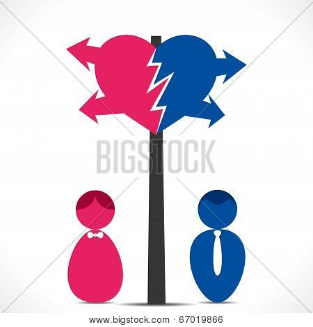 love break or breaking heart in directional board