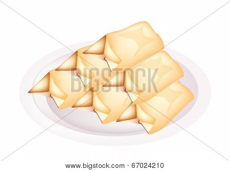 Stack Of Cream Pancake On A Plate
