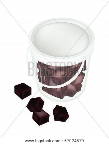 Delicious Black Grass Jelly In A Bucket