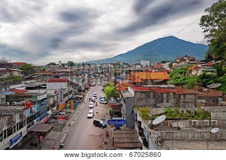 Bukittinggi And Mount Singgalangand. Sumatra Island. Indonesia
