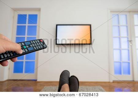 Watching TV in the living room