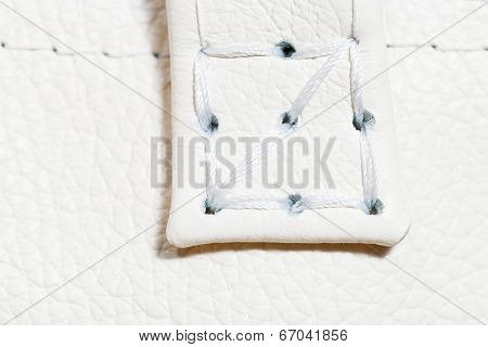 Thread Stitch On White Leather