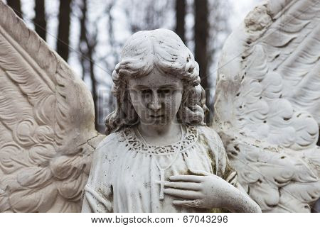 Old Cemetery Marble Sculpture Of The Angel