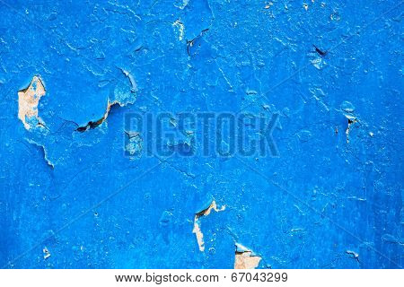 Blue Cracked Oil-painted Surface With Rich Texture