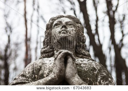 Old Cemetery Marble Sculpture Of The Angel
