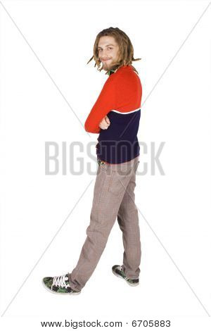 unge dreadlock mand stå isoleret