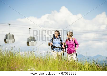 Senior couple hiking