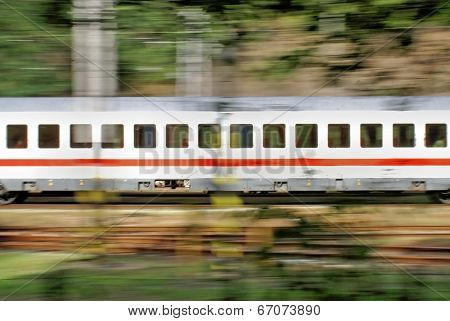 Wagon of train on blurred background
