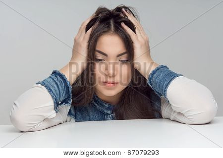 Horizontal portrait of woman at the table