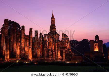 Sukhothai Historical Park. Buddhist Temple Ruins In Sukhothai Historical Park,thailand