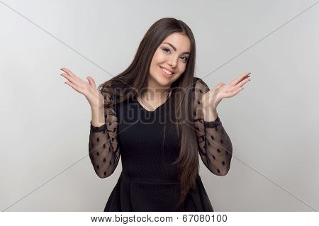Portrait of woman in black dress