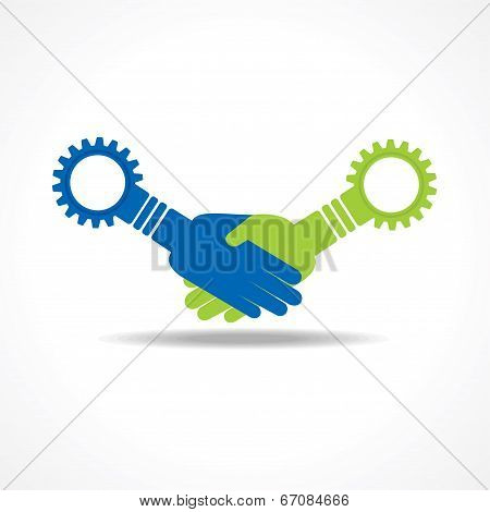 Businessman handshake with gear stock vector