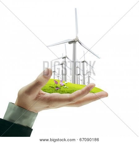 Wind turbine in a man hand