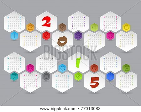 Abstract Hexagon Shaped 2015 Calendar
