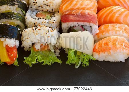 lunch with  sushi dish