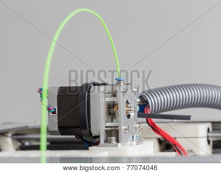 3D Printer With Bright Green Filament
