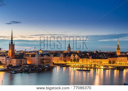 Scenic Summer Night Panorama Of  Stockholm, Sweden