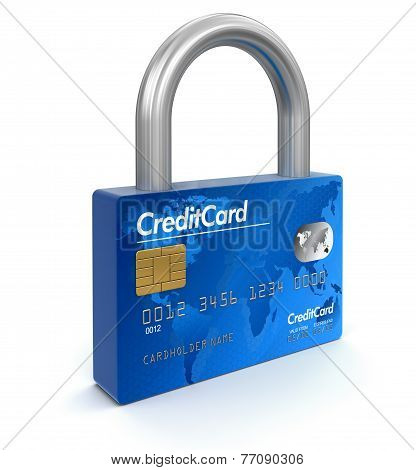 Credit Card and lock (clipping path included)