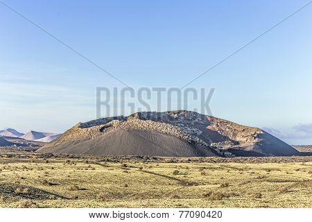 Volcanic Crater Of Caldera Blanca In Lanzarote, Tinajo