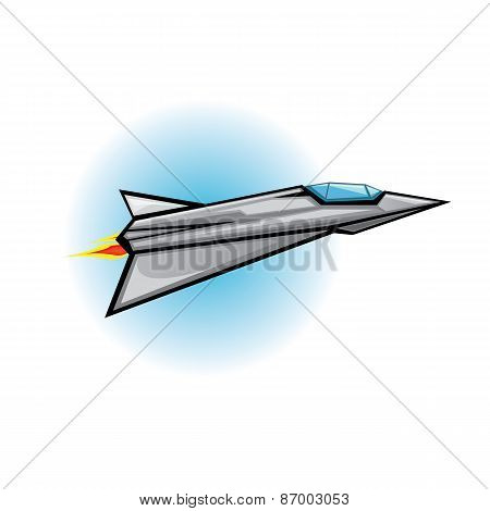 Flying jet fighter with missile.