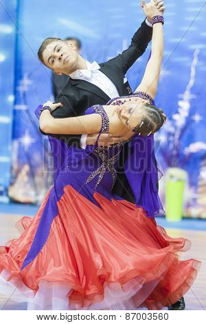 Minsk, Belarus-february 15, 2015: Dance Couple Of Shmidt Danila And Alina Gumenyuk