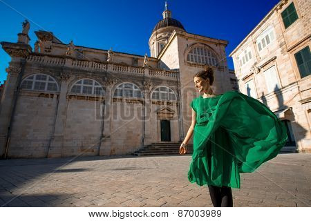 Woman traveling in Dubrovnik city