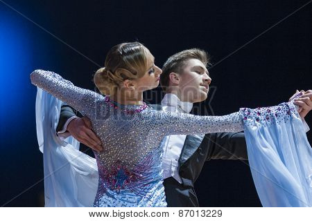 Minsk, Belarus-february 15, 2015: Unidentified Professional Dance Couple Performs Youth-2 Standard P