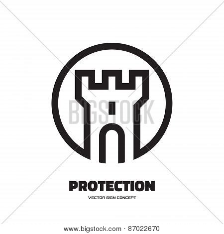 Protection - vector logo concept illustration. Abstract tower of castle illustration.