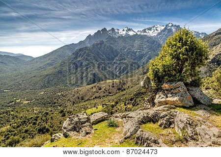 View Towards Mountains Of Asco In Corsica