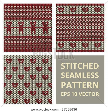 Fabric Stitched Background Pattern With Silhouette