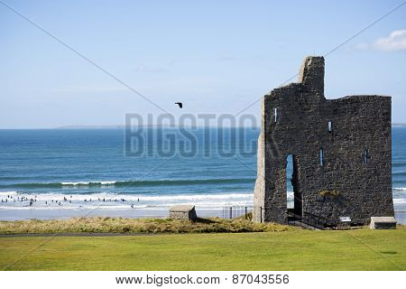 Ballybunion Castle Ruins With Surf School