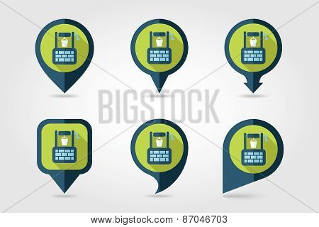 Water Well Flat Mapping Pin Icon With Long Shadow