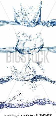 Set of water splashes isolated on white background