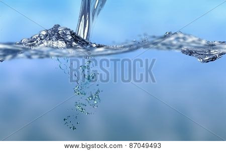 Clear Blue Water Splashing, Ripples and Waves