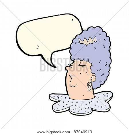 cartoon queen head with speech bubble
