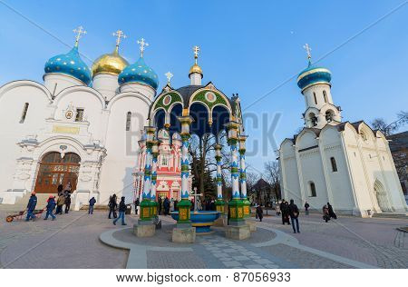 Sergiev Posad, Russia - March 28, 2015. The Great Trinity Monastery In Sergiyev Posad Near Moscow. G